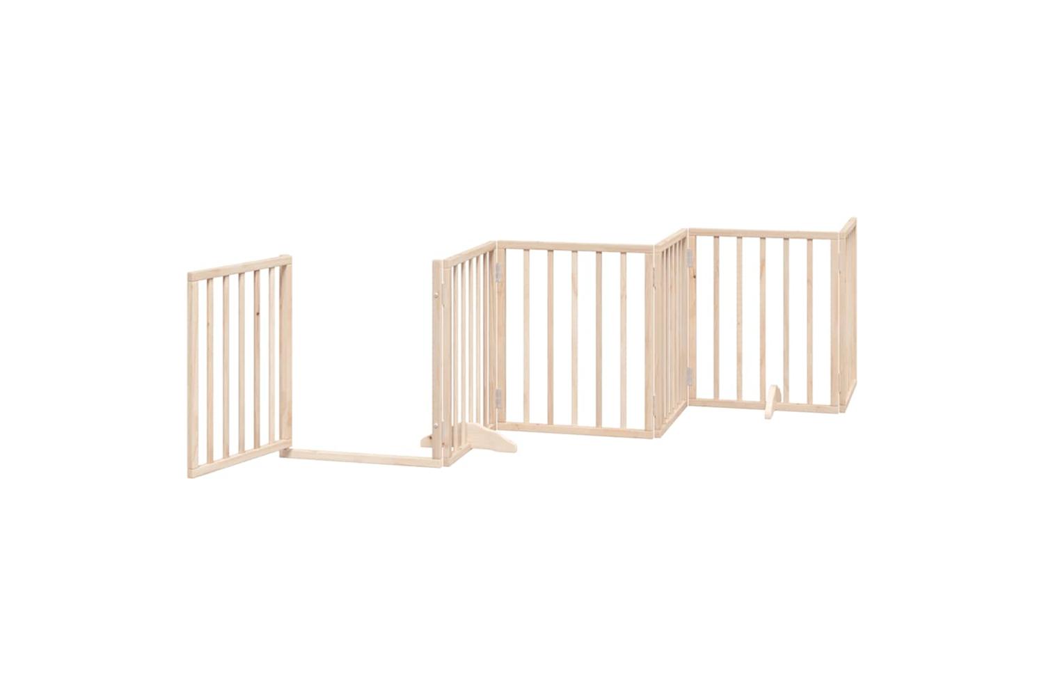 Vidaxl Dog Gate With Door Foldable 9 Panels 450 Cm Poplar Wood-5