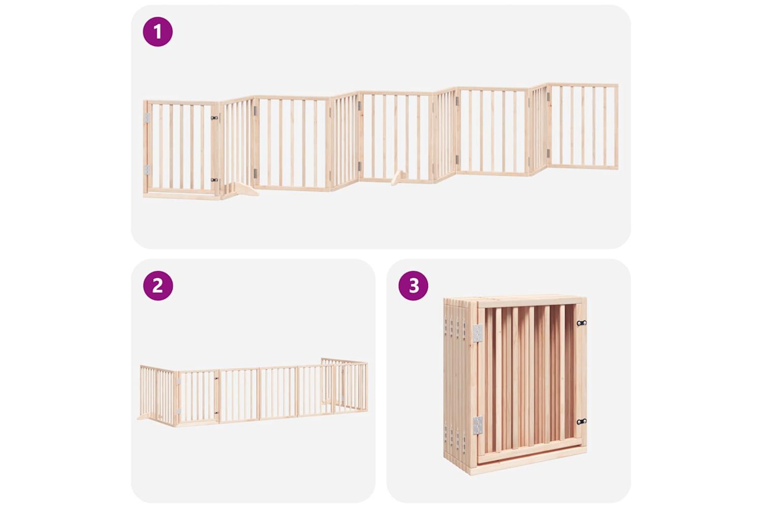 Vidaxl Dog Gate With Door Foldable 9 Panels 450 Cm Poplar Wood-6
