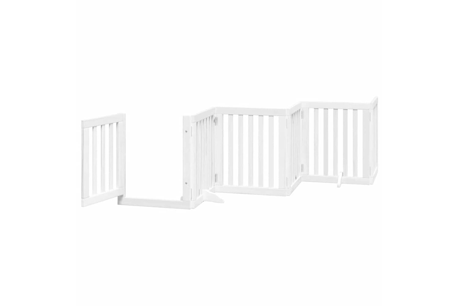 Vidaxl Dog Gate With Door Foldable 9 Panels White 450 Cm Poplar Wood-4