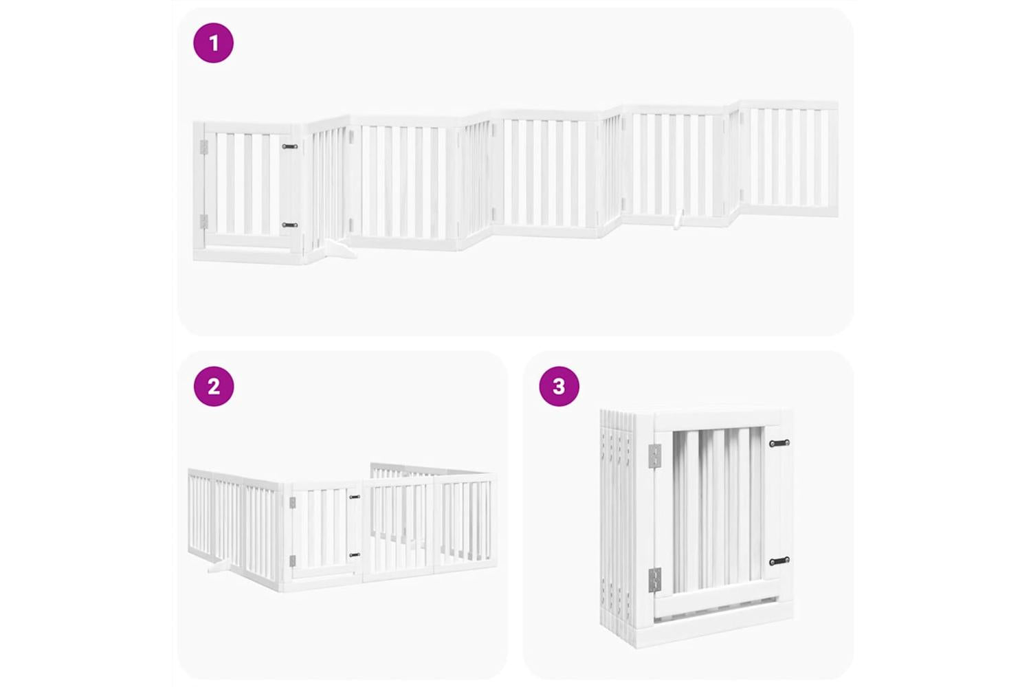 Vidaxl Dog Gate With Door Foldable 9 Panels White 450 Cm Poplar Wood-5