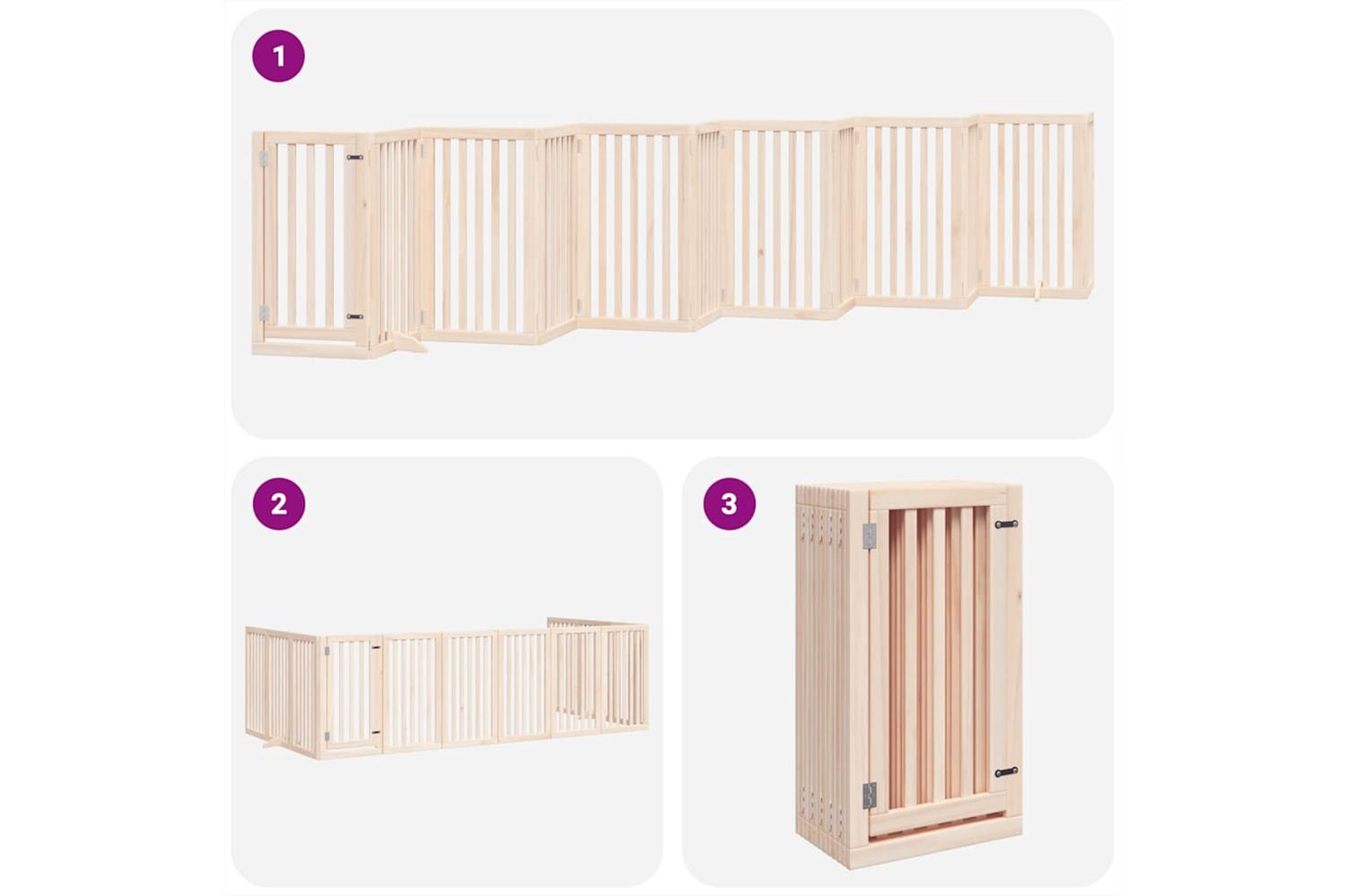 Vidaxl Dog Gate With Door Foldable 12 Panels 600 Cm Poplar Wood-5