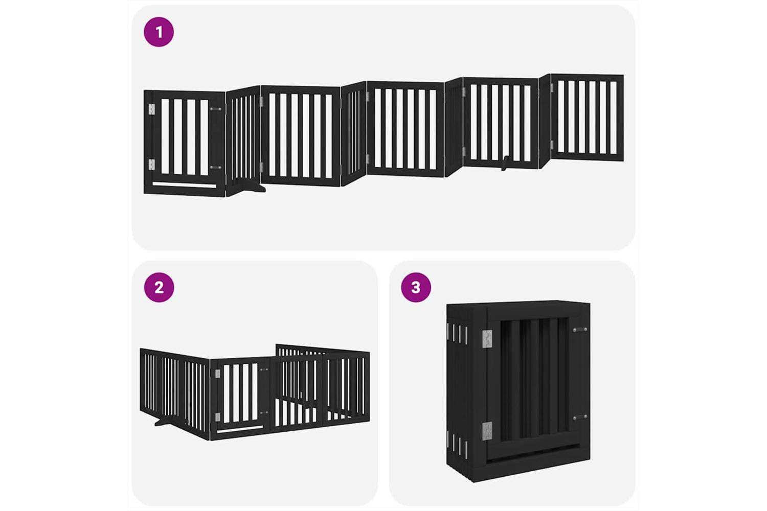 Vidaxl Dog Gate With Door Foldable 9 Panels Black 450 Cm Poplar Wood-5