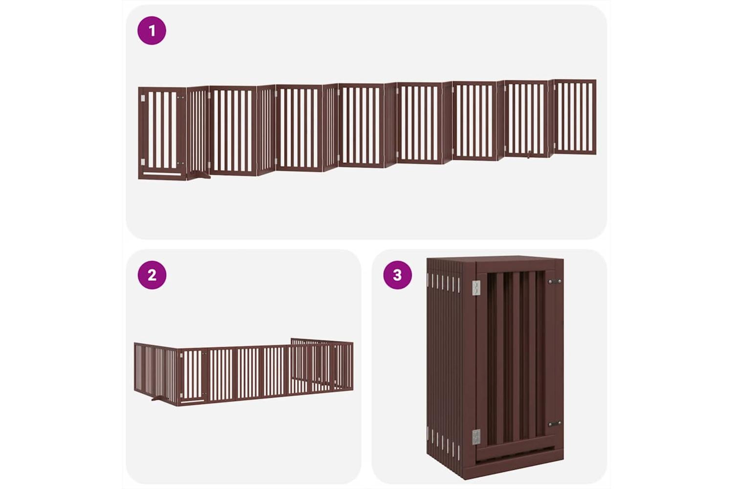 Vidaxl Dog Gate With Door Foldable 15 Panels Brown 750 Cm Poplar Wood-5