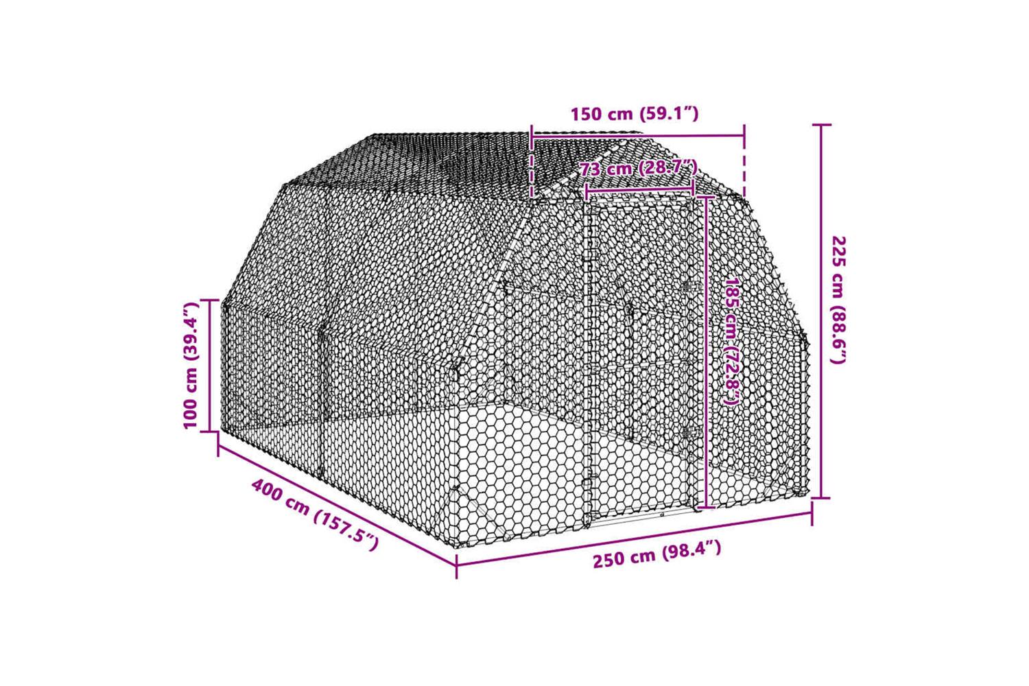 Vidaxl Chicken Run 25x4x225 M Galvanised Steel-8
