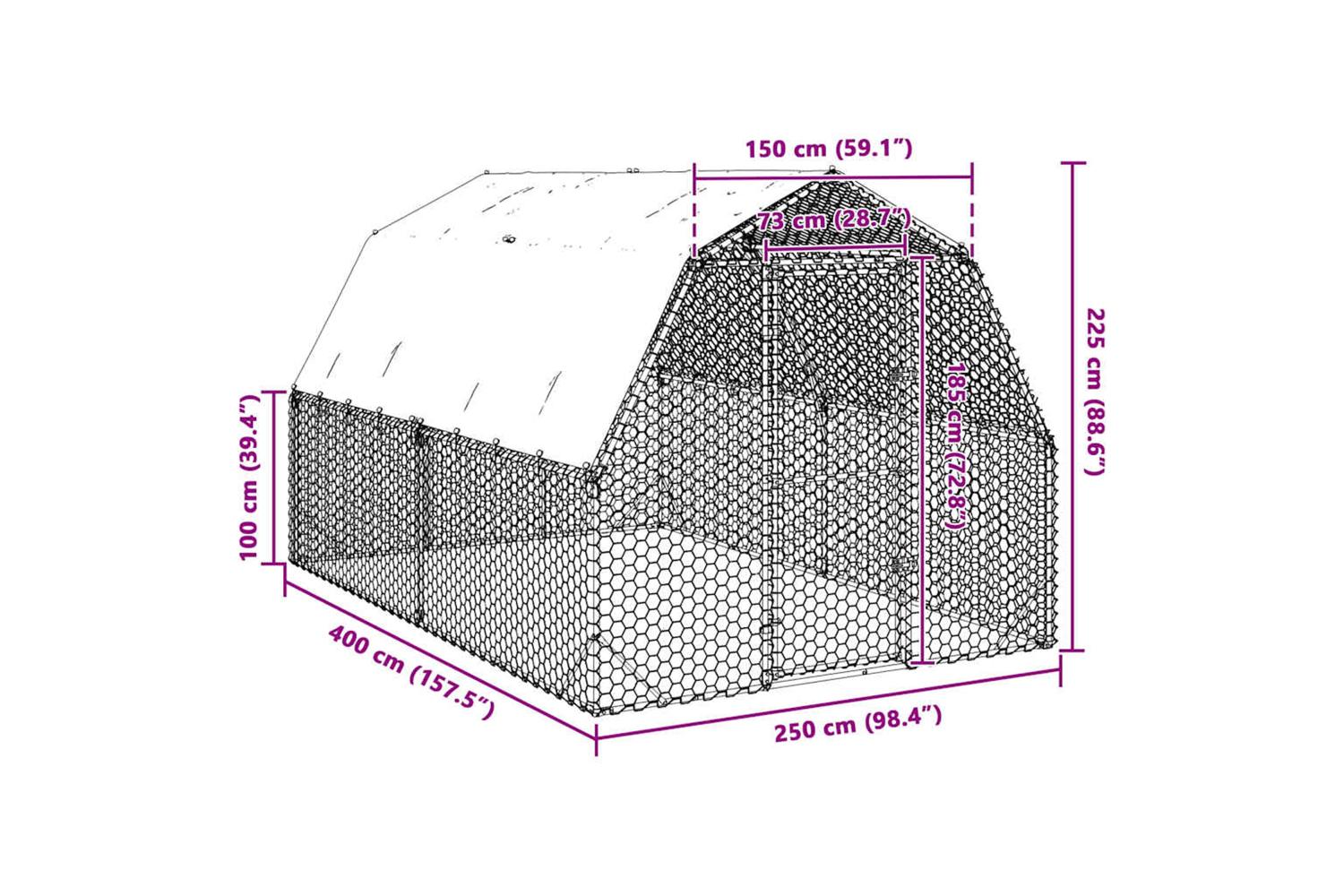 Vidaxl Chicken Run With Roof 25x4x225 M Galvanised Steel-8