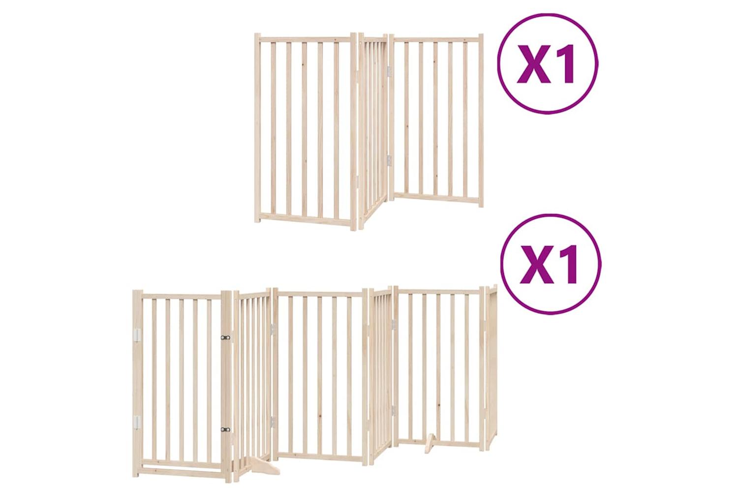 Vidaxl Dog Gate With Door Foldable 9 Panels 450 Cm Poplar Wood