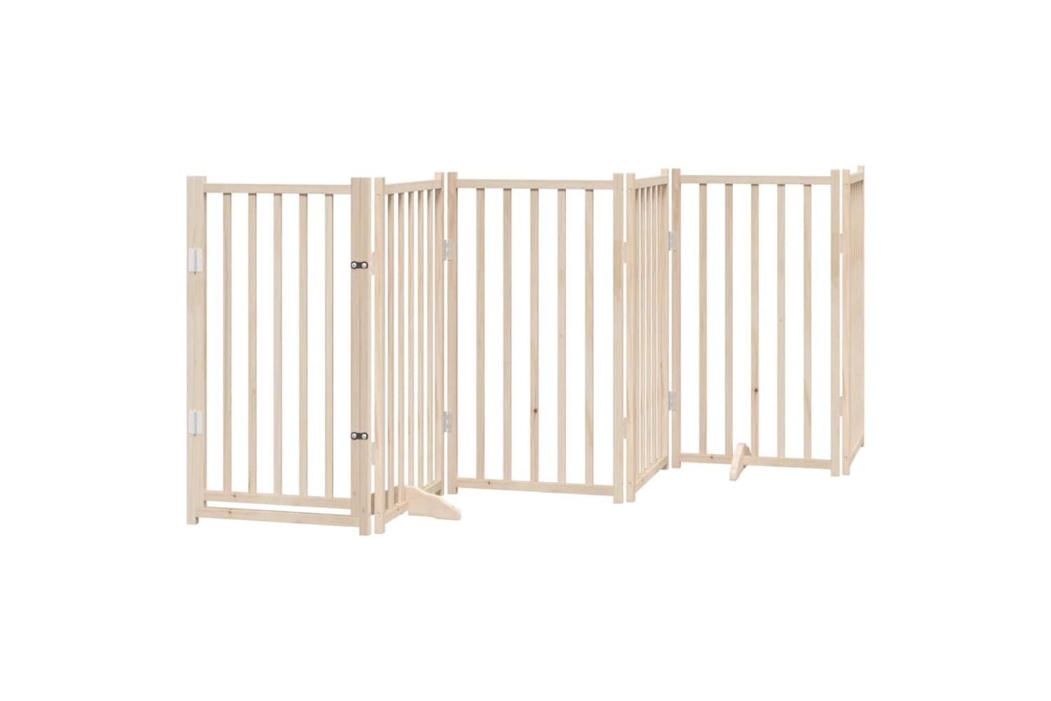 Vidaxl Dog Gate With Door Foldable 9 Panels 450 Cm Poplar Wood-4