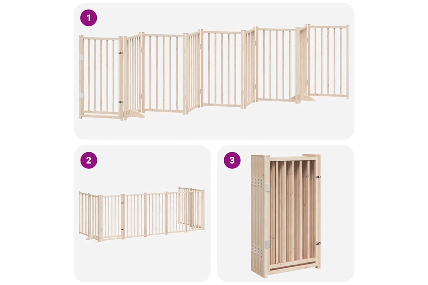 Vidaxl Dog Gate With Door Foldable 9 Panels 450 Cm Poplar Wood-6
