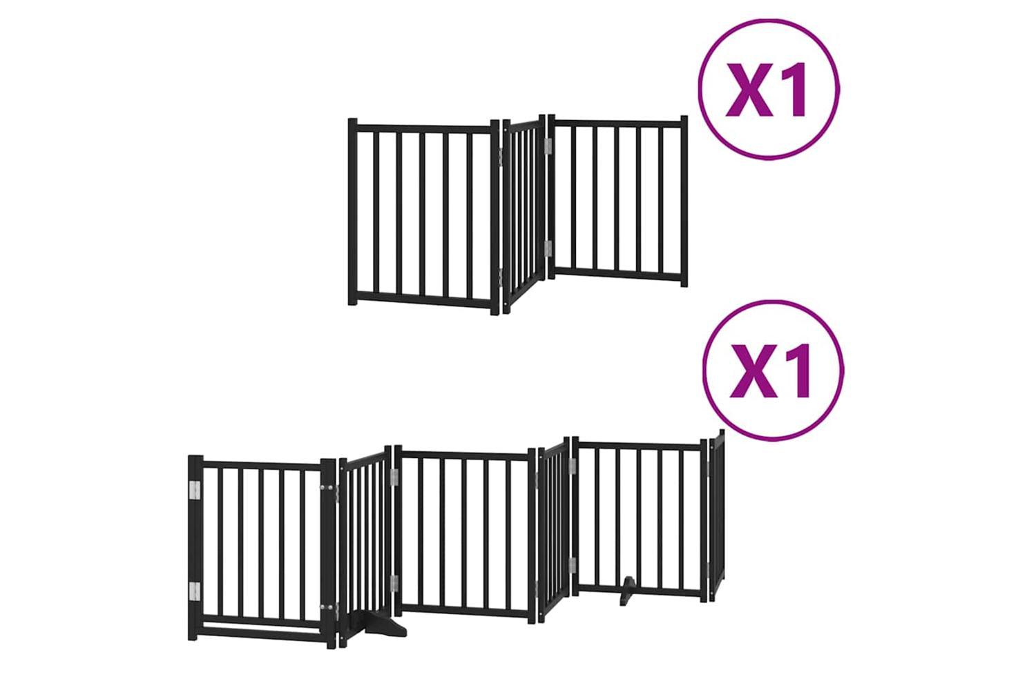 Vidaxl Dog Gate With Door Foldable 9 Panels Black 450 Cm Poplar Wood-2