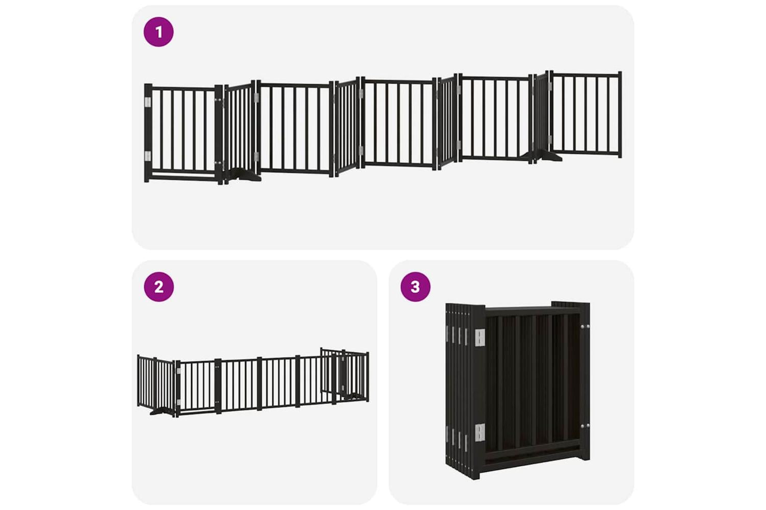 Vidaxl Dog Gate With Door Foldable 9 Panels Black 450 Cm Poplar Wood-6