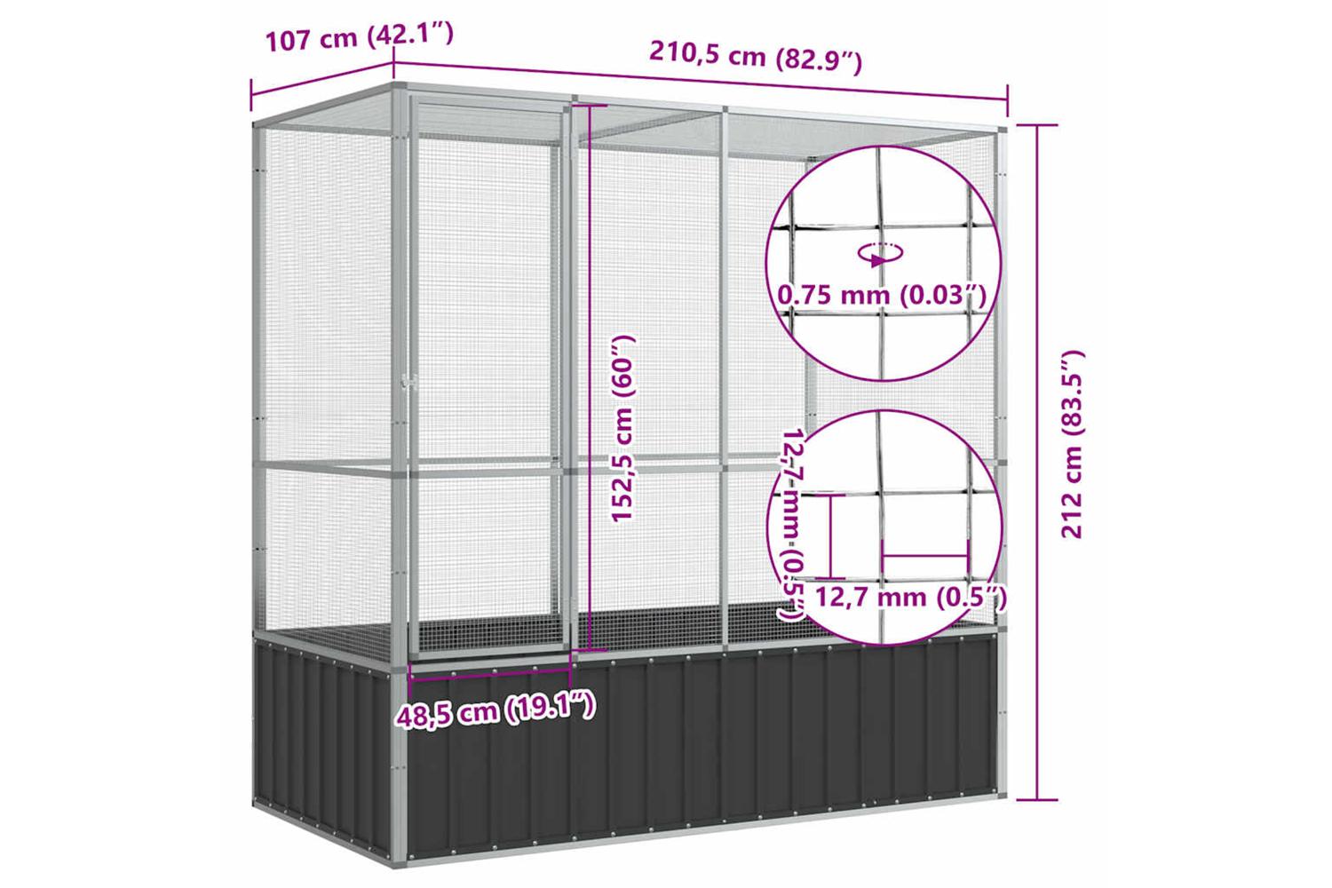Vidaxl Aviary Silver 2105x107x212 Cm Steel-10