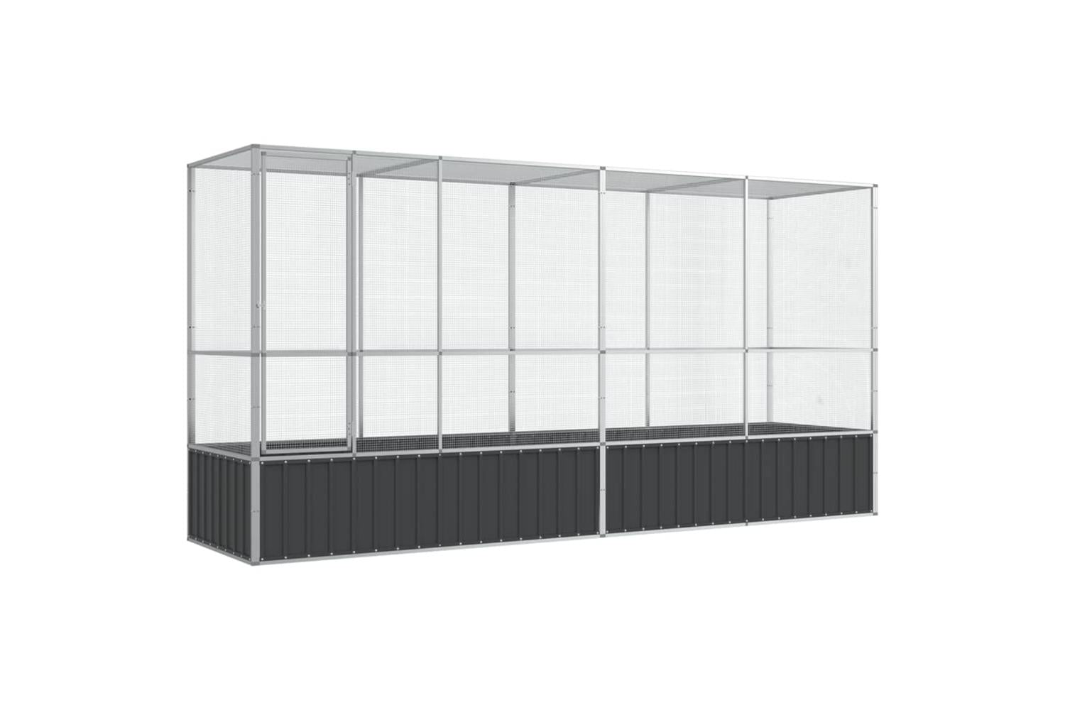 Vidaxl Aviary With Extension Silver 4185x107x212 Cm Steel-2