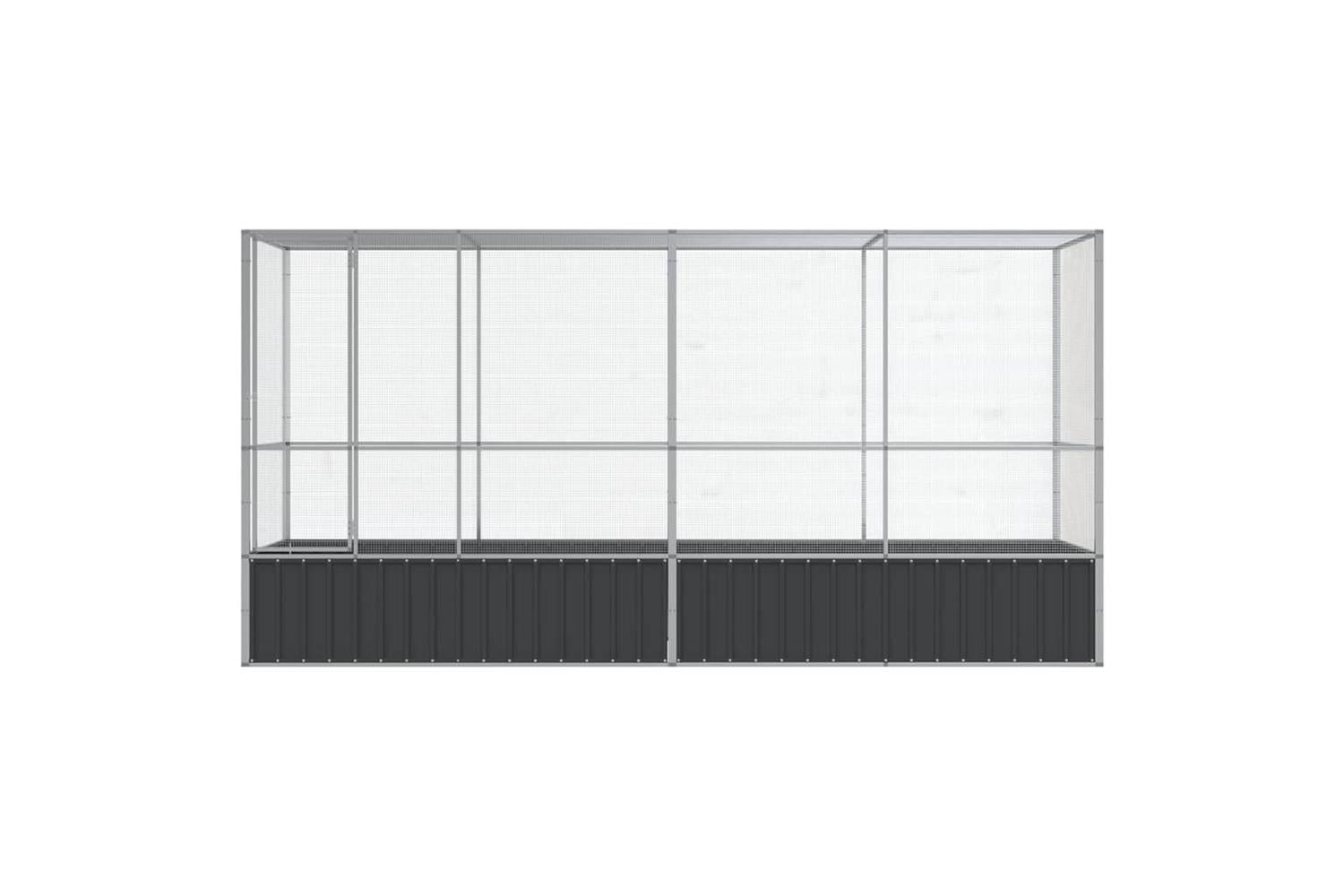 Vidaxl Aviary With Extension Silver 4185x107x212 Cm Steel-3