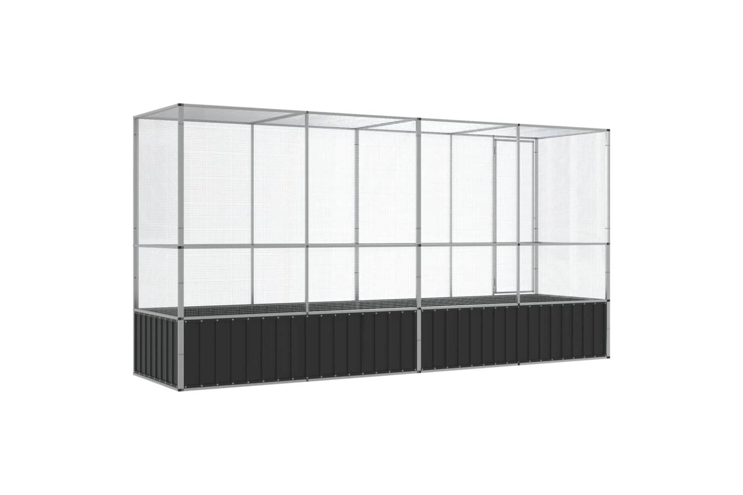 Vidaxl Aviary With Extension Silver 4185x107x212 Cm Steel-5