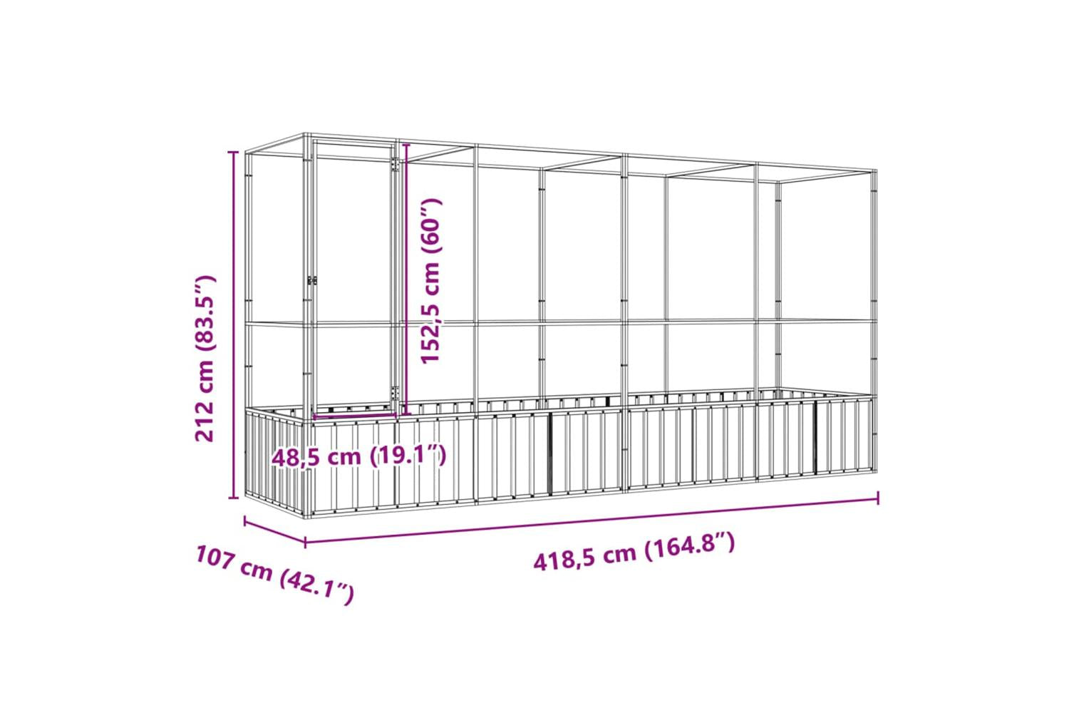 Vidaxl Aviary With Extension Silver 4185x107x212 Cm Steel-8
