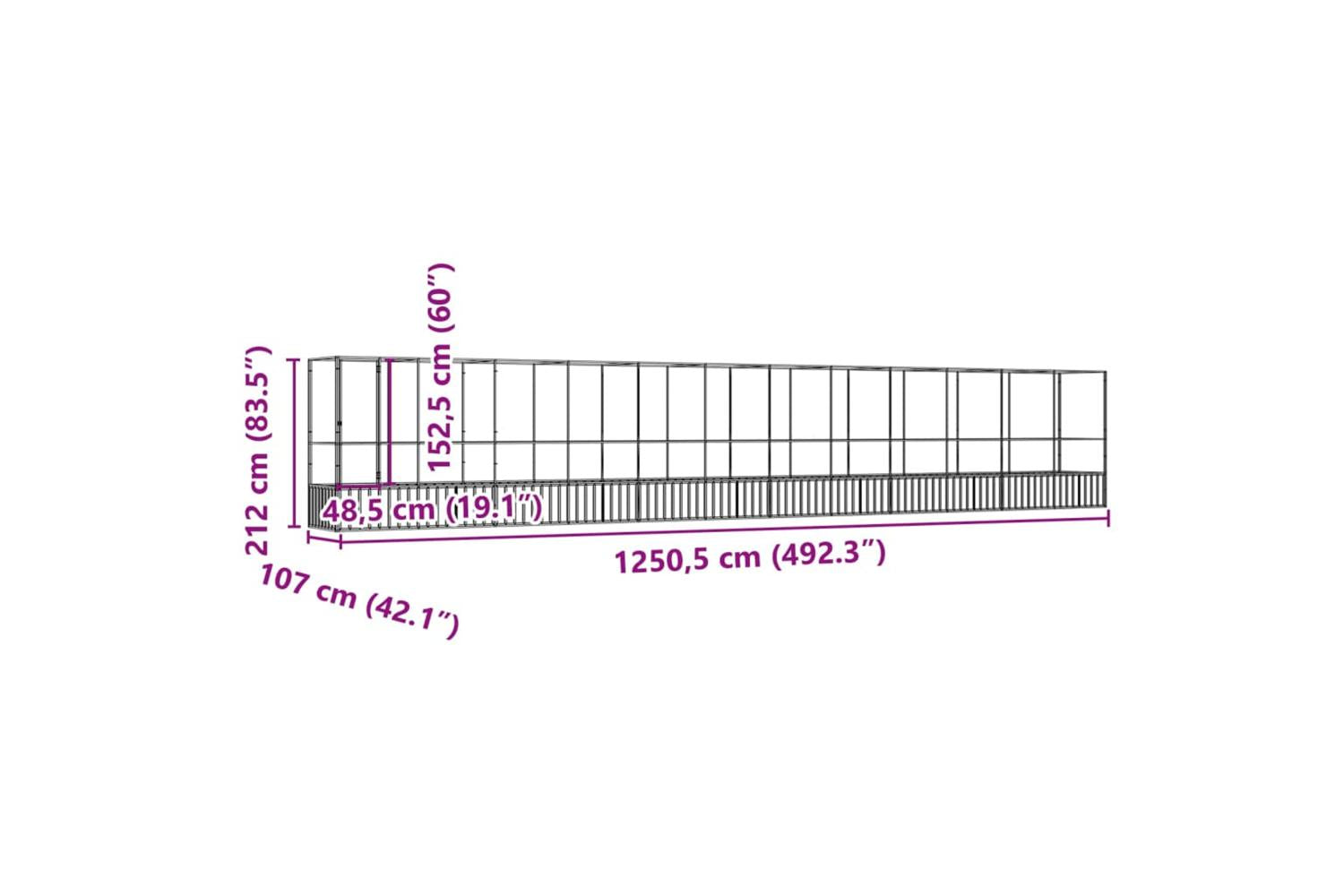 Vidaxl Aviary With Extension Silver 12505x107x212 Cm Steel-8