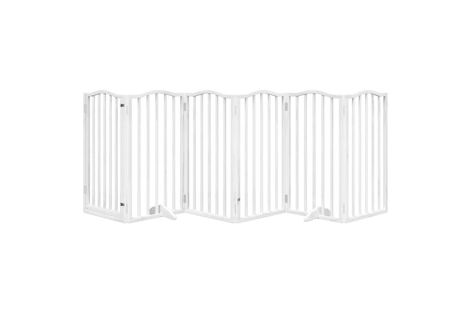 Vidaxl Dog Gate With Door Foldable 6 Panels White 300 Cmpoplar Wood-3