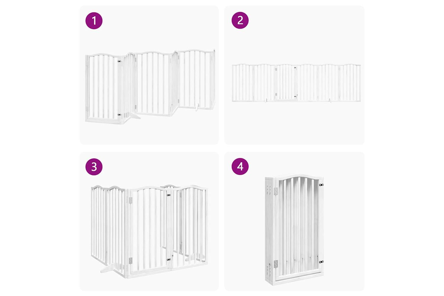 Vidaxl Dog Gate With Door Foldable 6 Panels White 300 Cmpoplar Wood-7