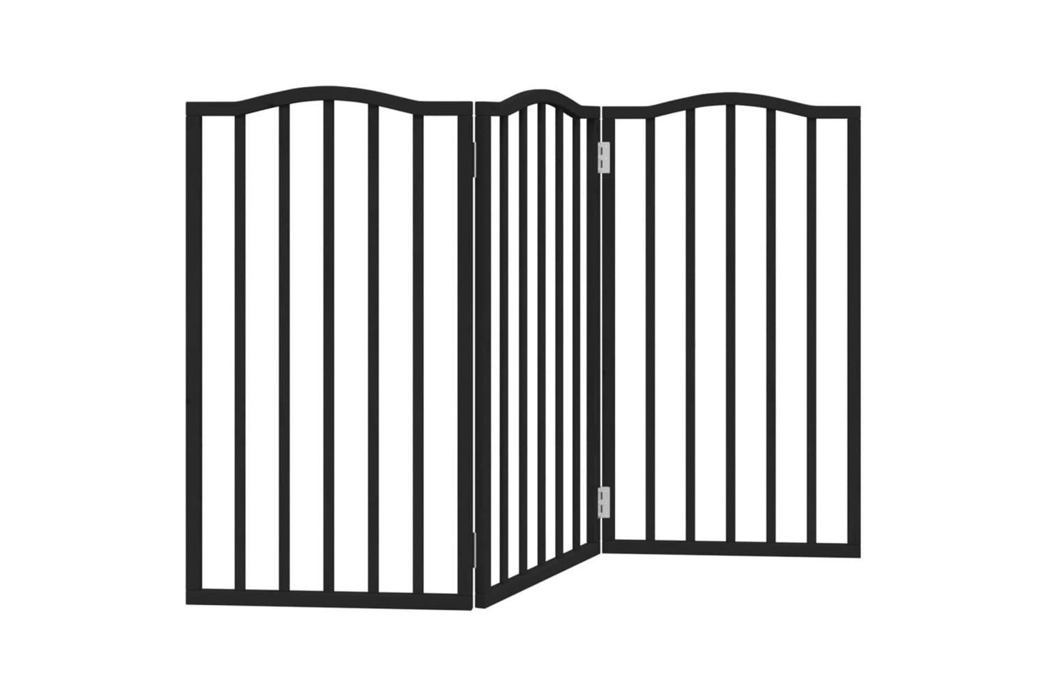 Vidaxl Dog Gate Foldable 3 Panels Black 150 Cmpoplar Wood-2