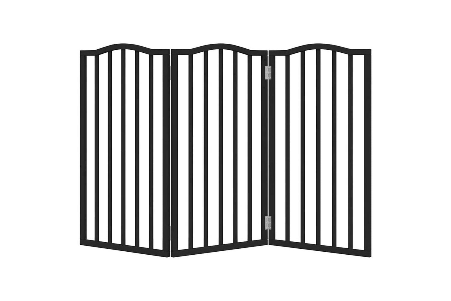 Vidaxl Dog Gate Foldable 3 Panels Black 150 Cmpoplar Wood-4