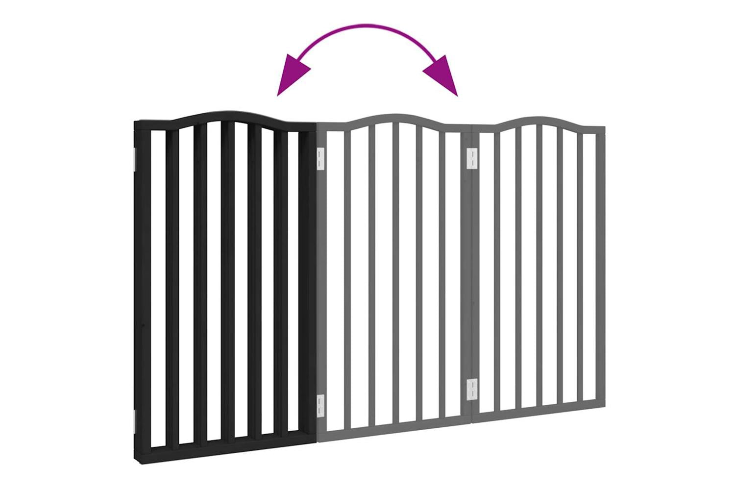 Vidaxl Dog Gate Foldable 3 Panels Black 150 Cmpoplar Wood-7