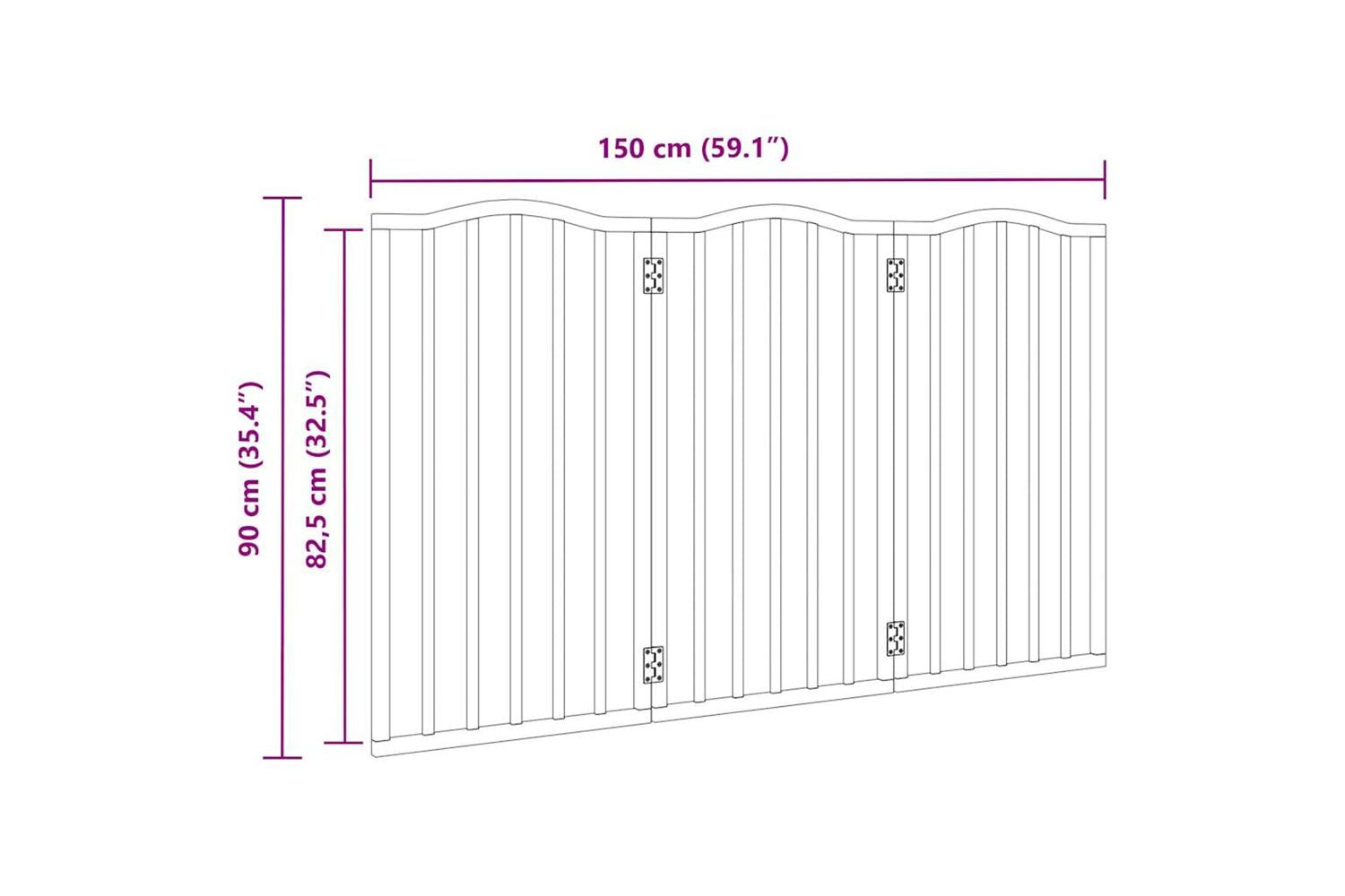 Vidaxl Dog Gate Foldable 3 Panels Black 150 Cmpoplar Wood-9