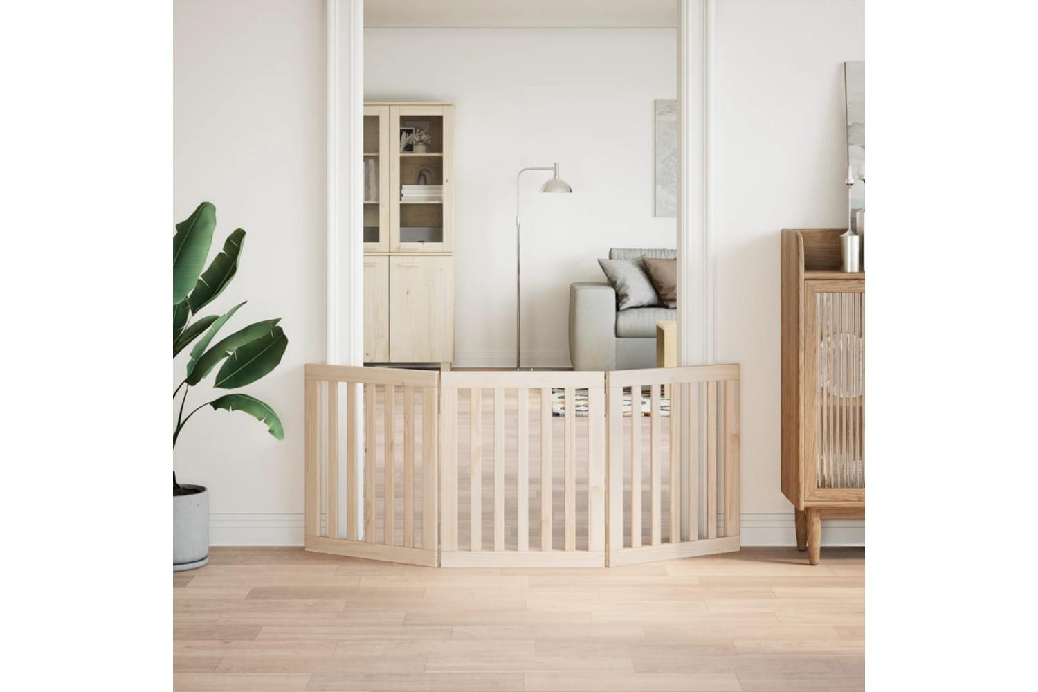 Vidaxl Dog Gate Foldable 3 Panels 150 Cm Poplar Wood-3