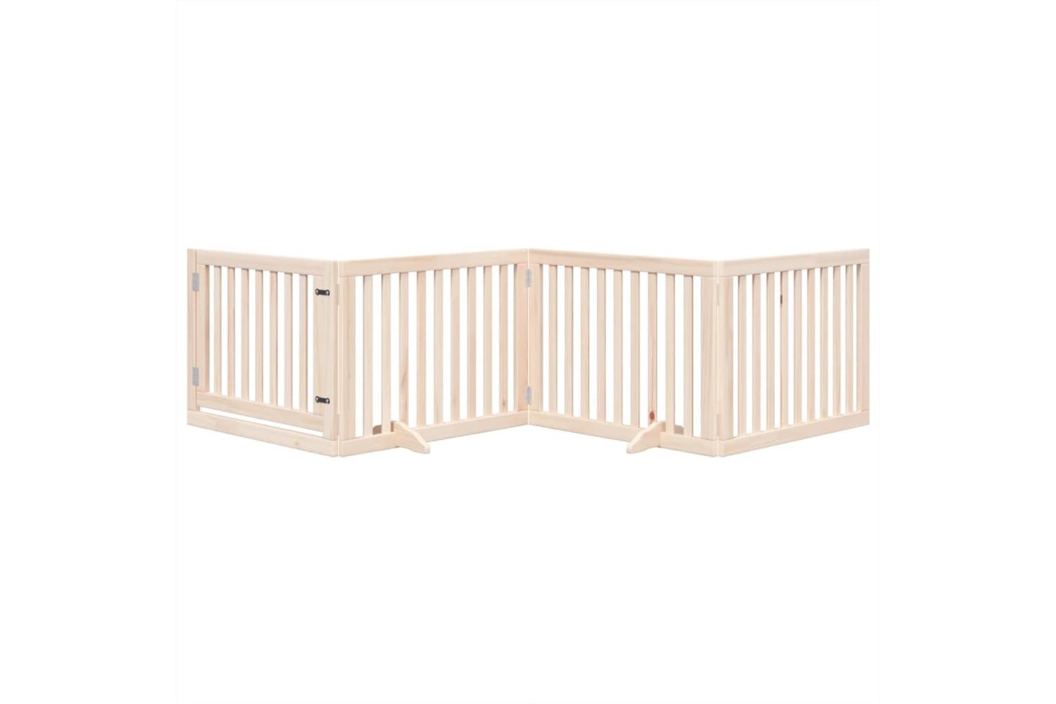 Vidaxl Dog Gate With Door Foldable 4 Panels 320 Cm Poplar Wood-3
