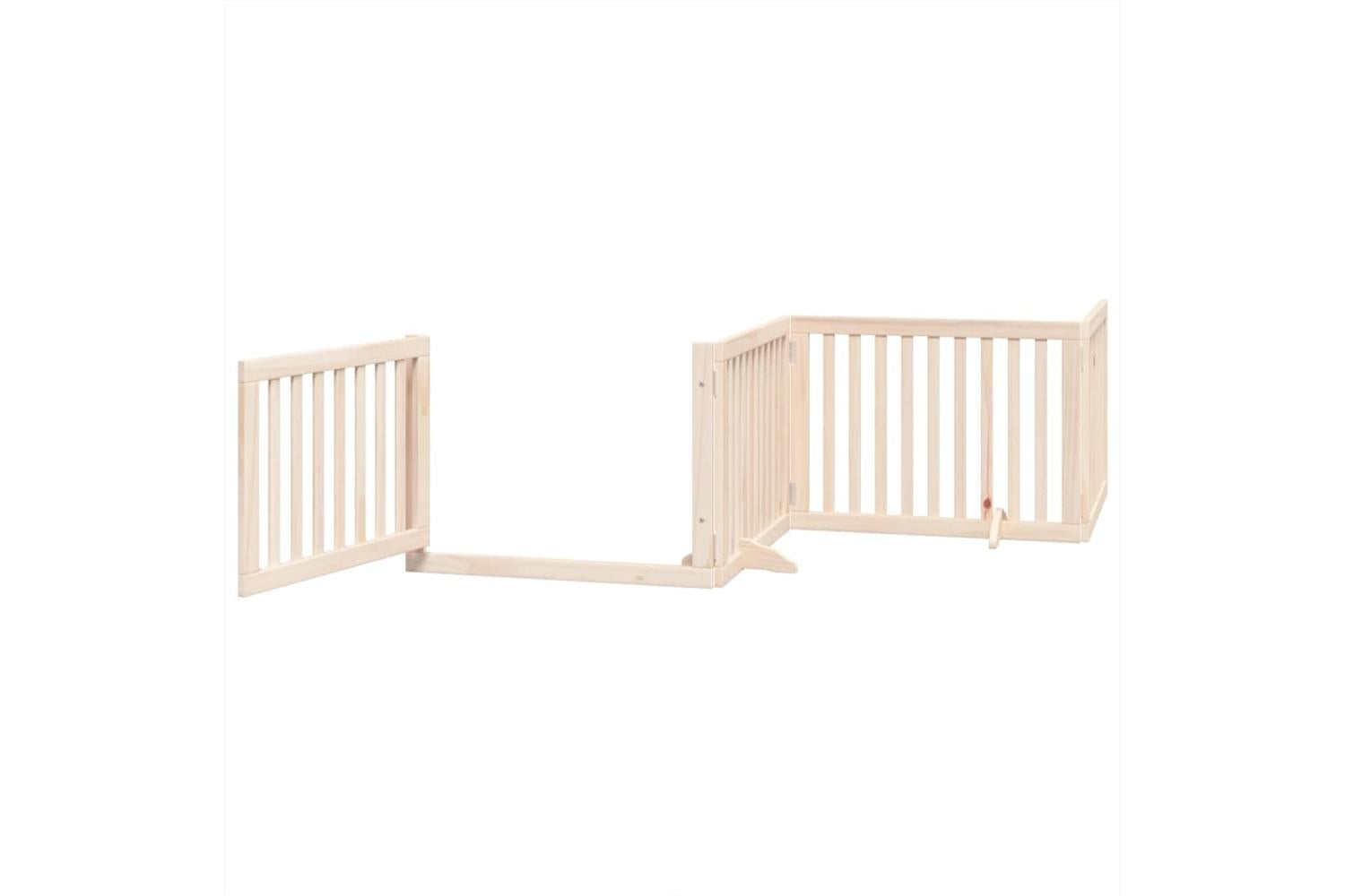Vidaxl Dog Gate With Door Foldable 4 Panels 320 Cm Poplar Wood-4