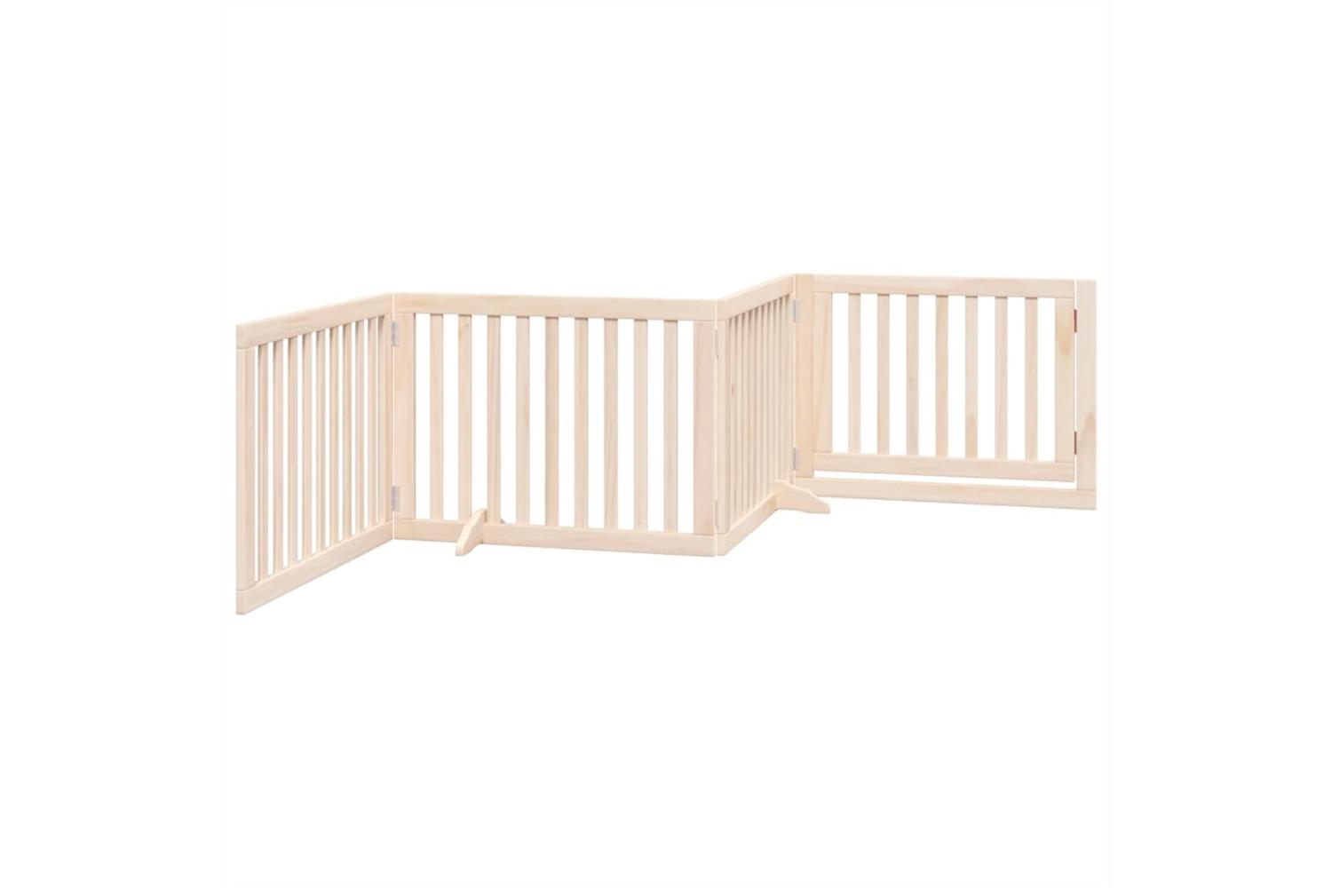 Vidaxl Dog Gate With Door Foldable 4 Panels 320 Cm Poplar Wood-6