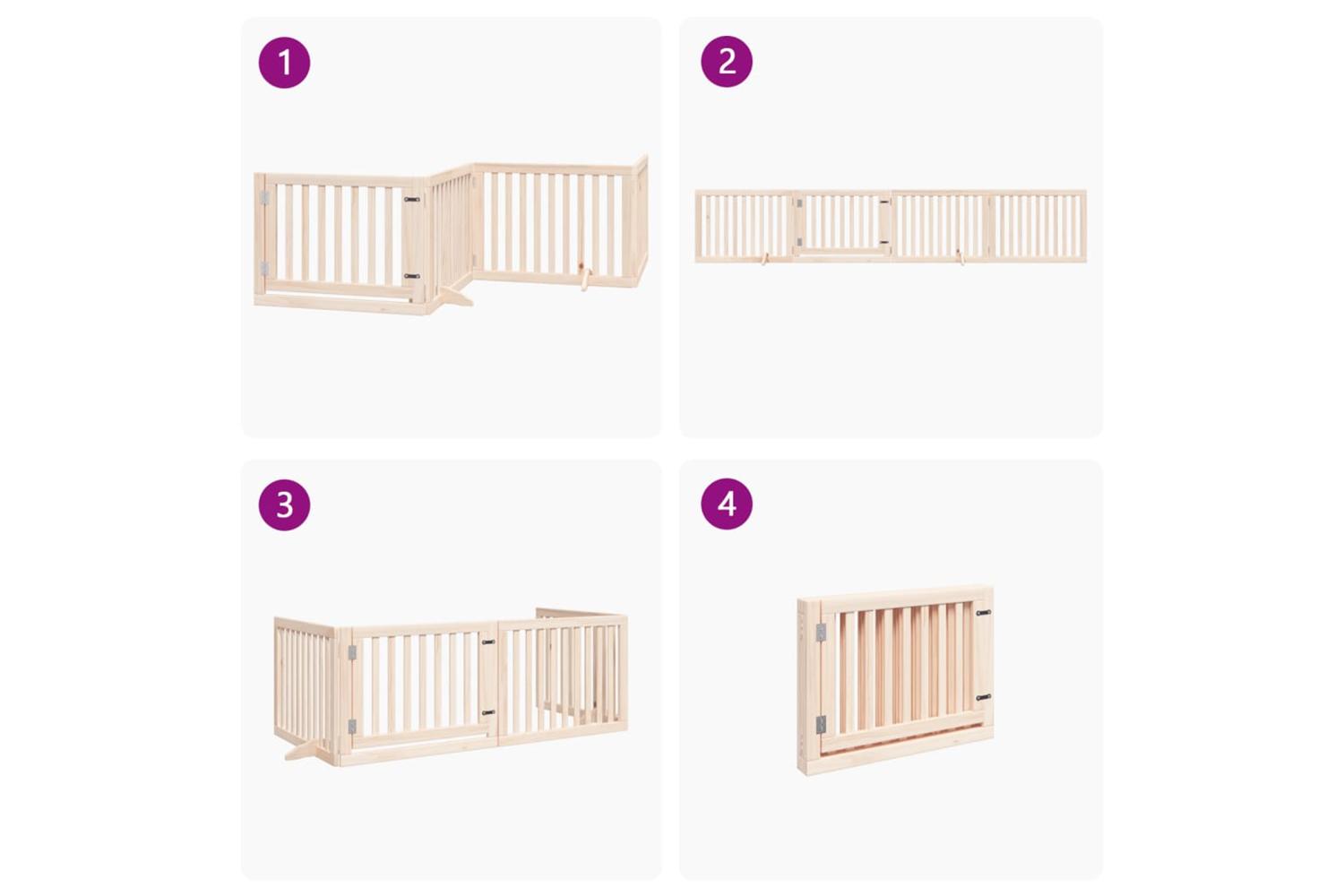 Vidaxl Dog Gate With Door Foldable 4 Panels 320 Cm Poplar Wood-7