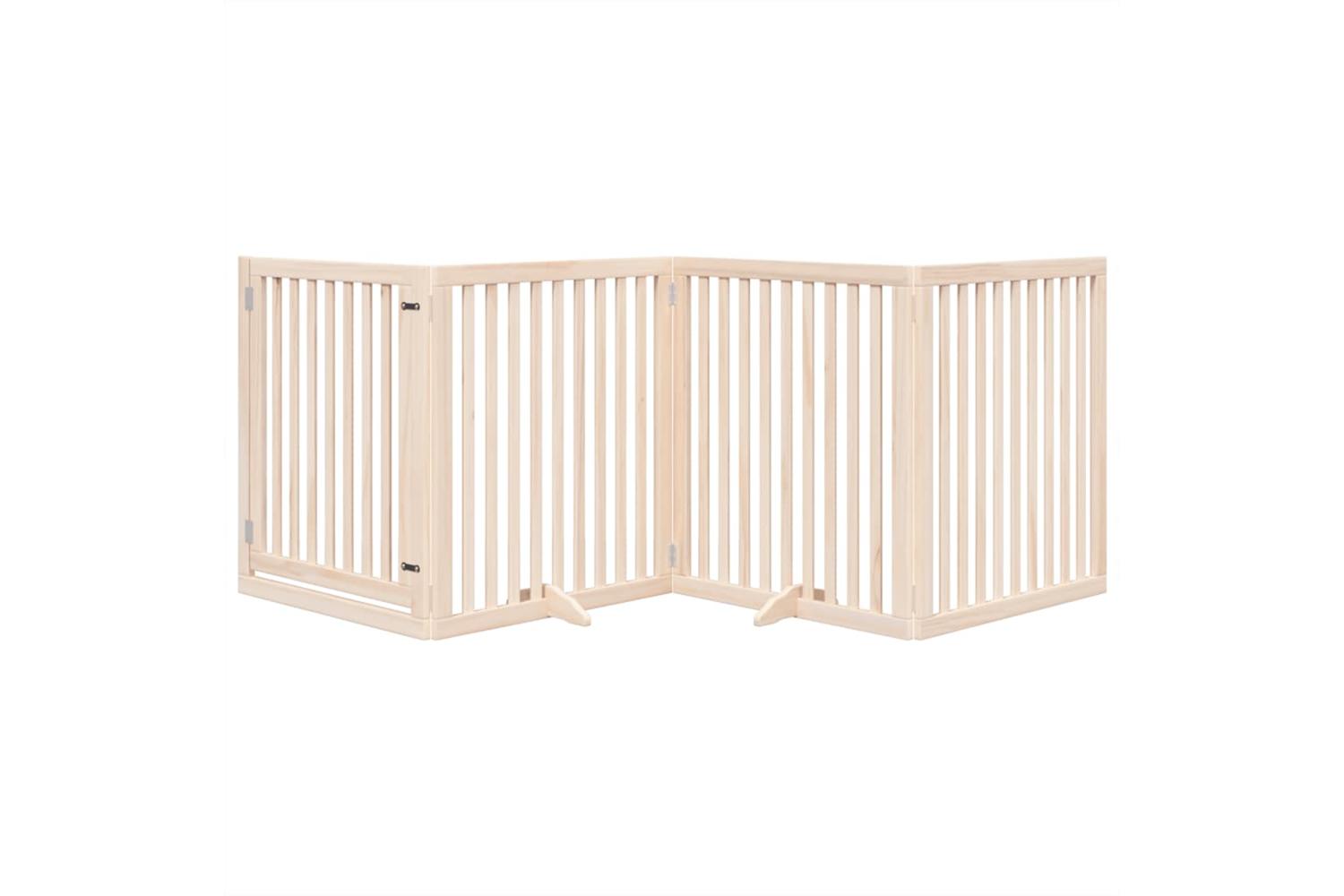 Vidaxl Dog Gate With Door Foldable 4 Panels 320 Cm Poplar Wood-3
