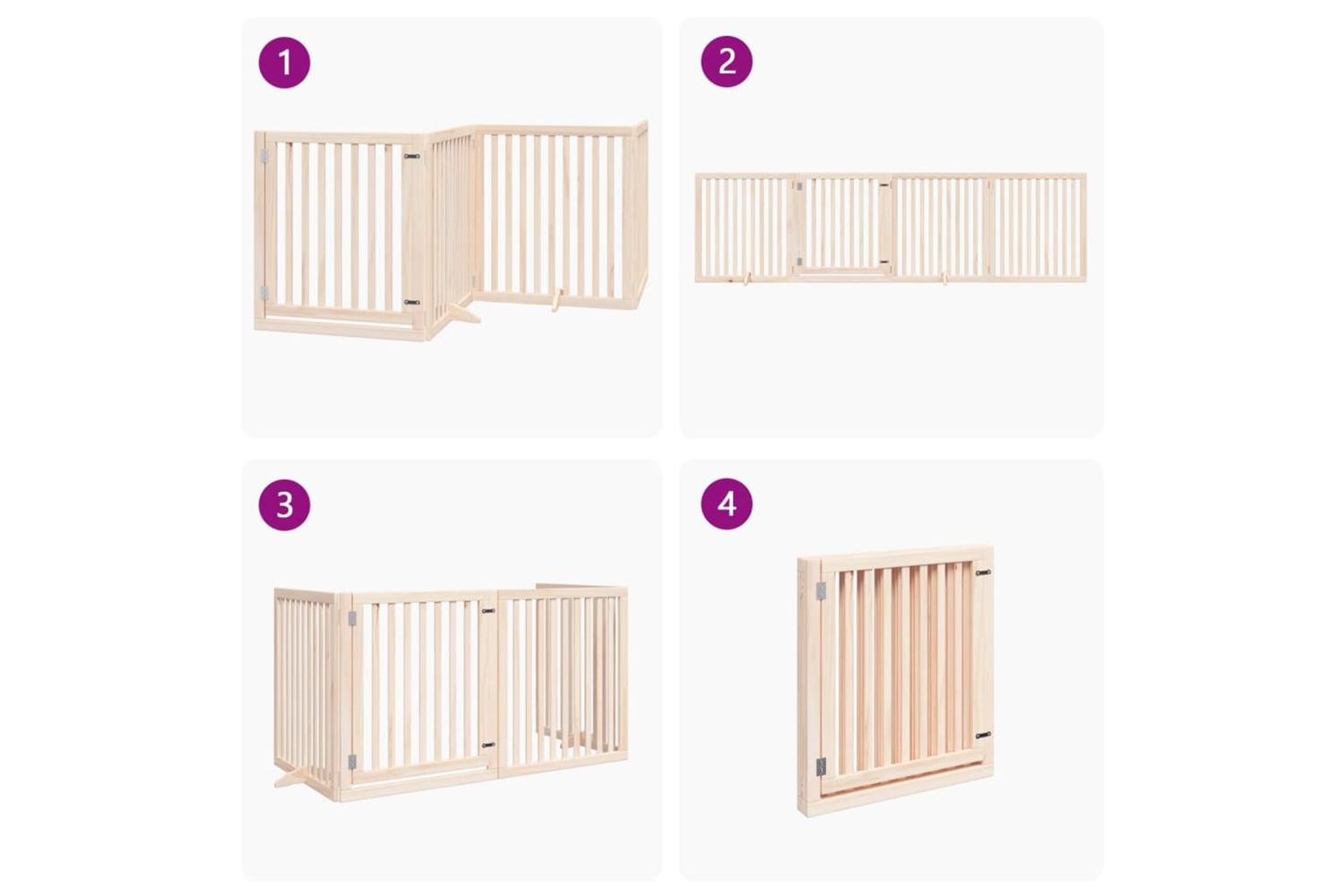 Vidaxl Dog Gate With Door Foldable 4 Panels 320 Cm Poplar Wood-7