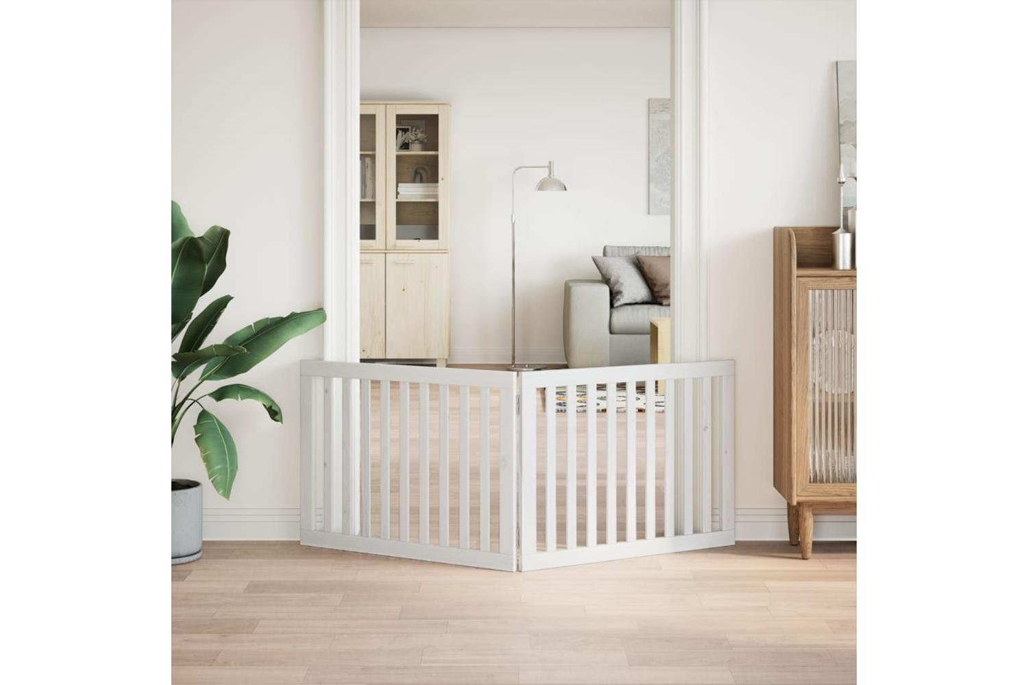Vidaxl Dog Gate Foldable 2 Panels White 160 Cm Poplar Wood-3