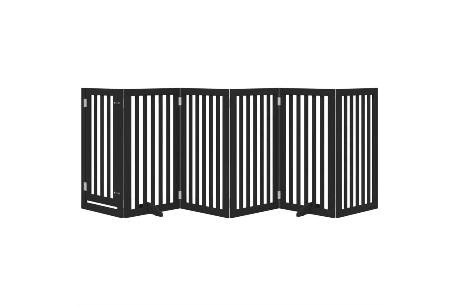 Vidaxl Dog Gate With Door Foldable 6 Panels Black 300 Cm Poplar Wood-3