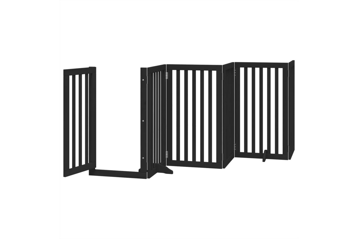 Vidaxl Dog Gate With Door Foldable 6 Panels Black 300 Cm Poplar Wood-4