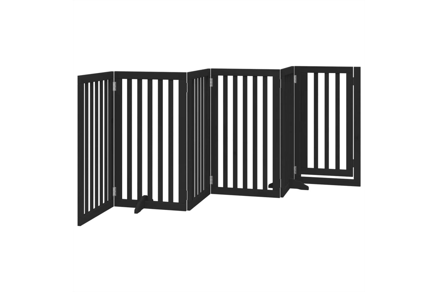 Vidaxl Dog Gate With Door Foldable 6 Panels Black 300 Cm Poplar Wood-6