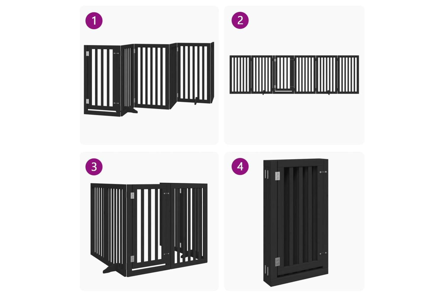 Vidaxl Dog Gate With Door Foldable 6 Panels Black 300 Cm Poplar Wood-7