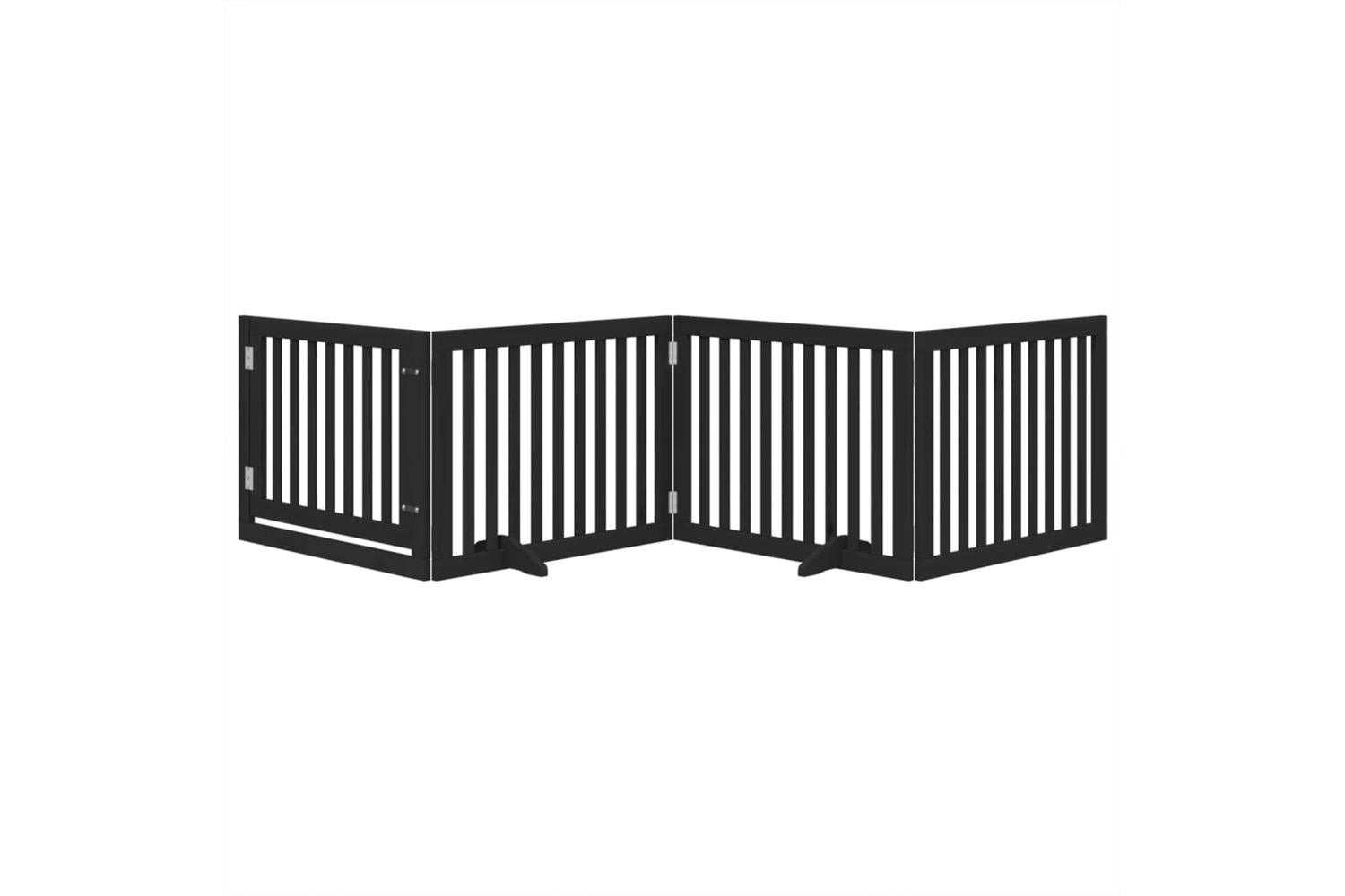 Vidaxl Dog Gate With Door Foldable 4 Panels Black 320 Cm Poplar Wood-3