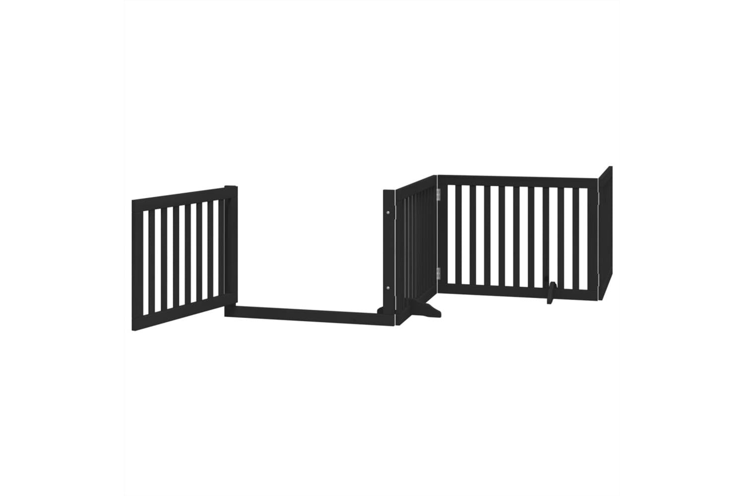 Vidaxl Dog Gate With Door Foldable 4 Panels Black 320 Cm Poplar Wood-4