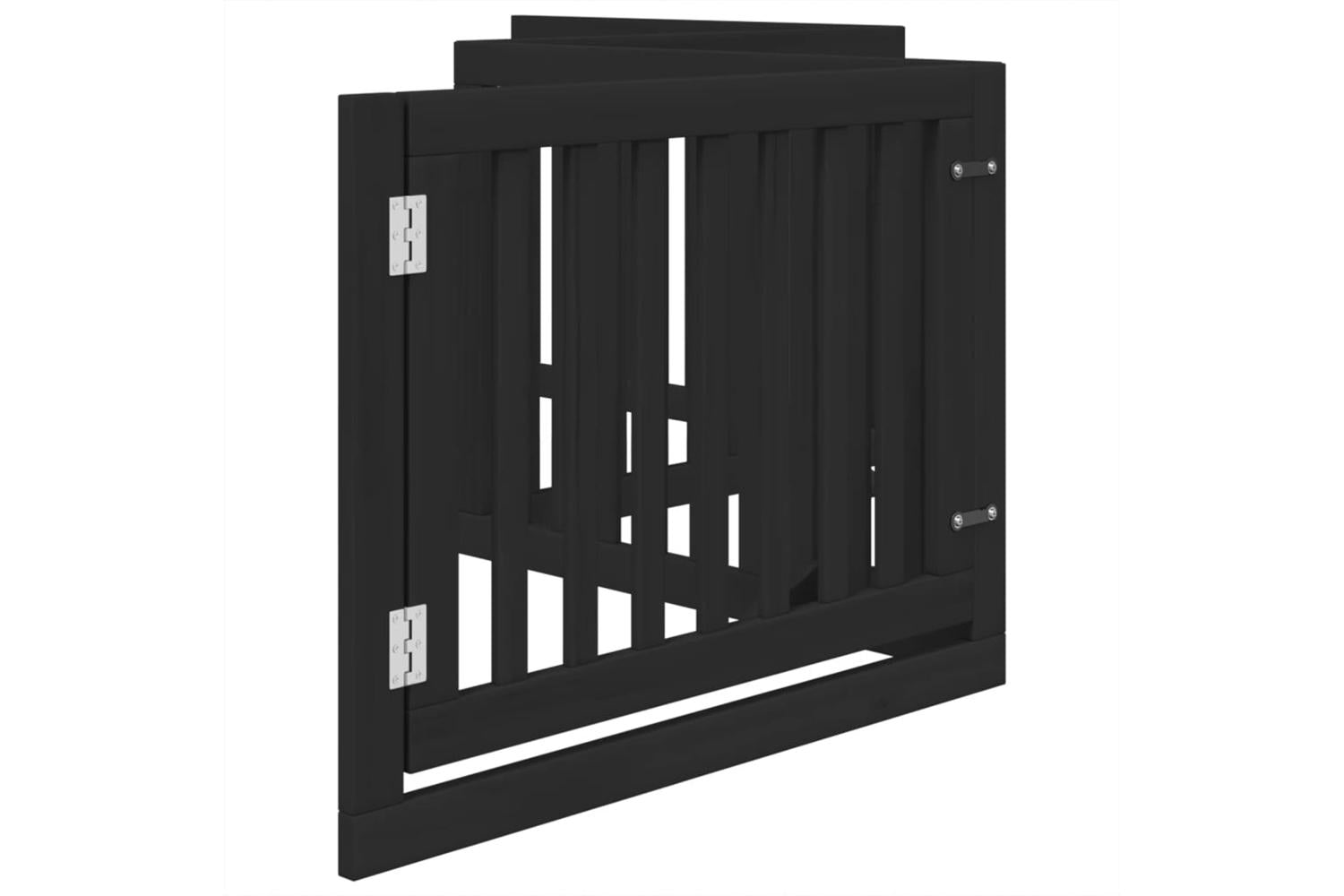 Vidaxl Dog Gate With Door Foldable 4 Panels Black 320 Cm Poplar Wood-5