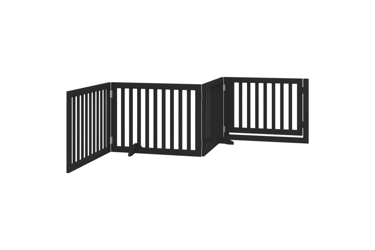 Vidaxl Dog Gate With Door Foldable 4 Panels Black 320 Cm Poplar Wood-6
