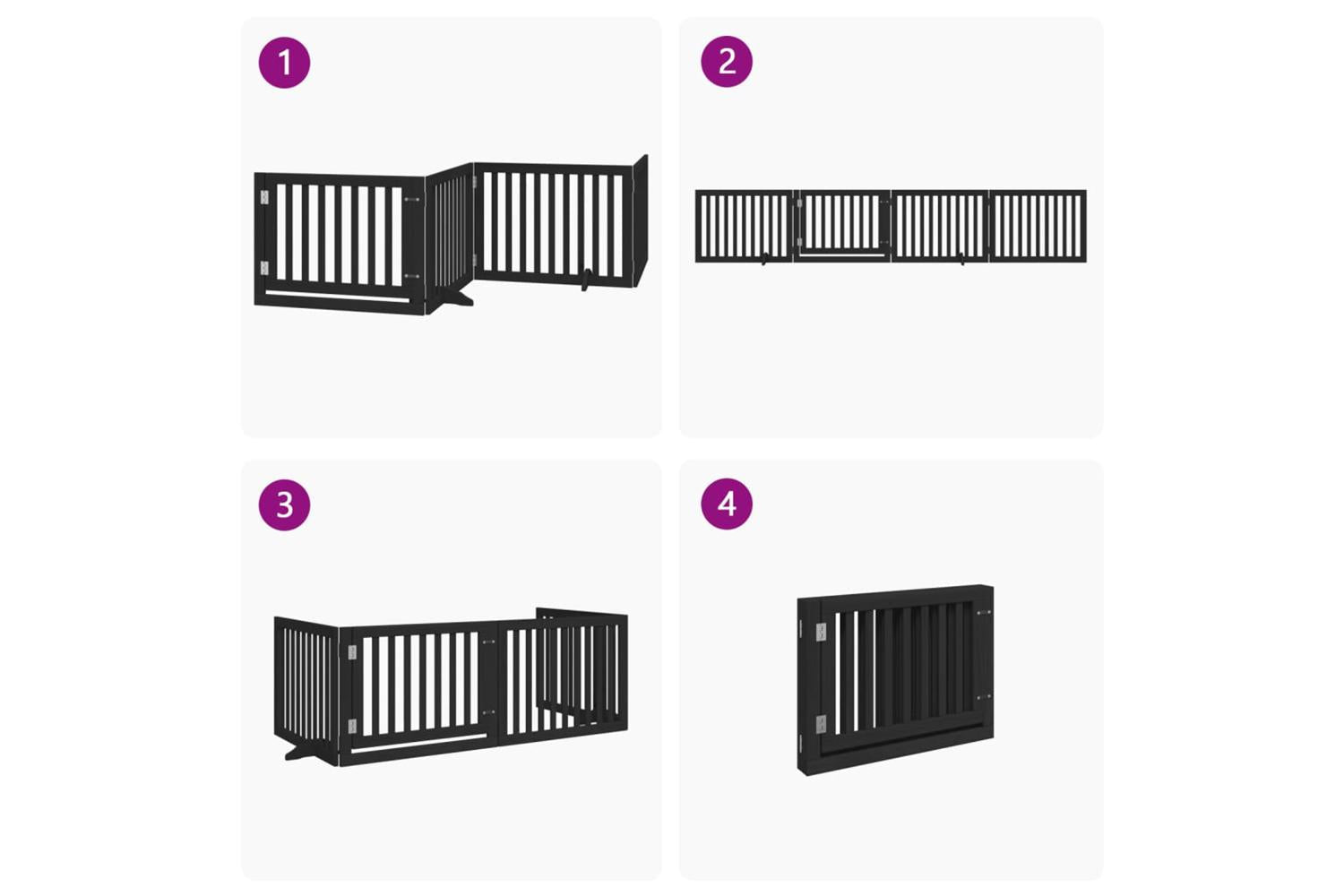 Vidaxl Dog Gate With Door Foldable 4 Panels Black 320 Cm Poplar Wood-7