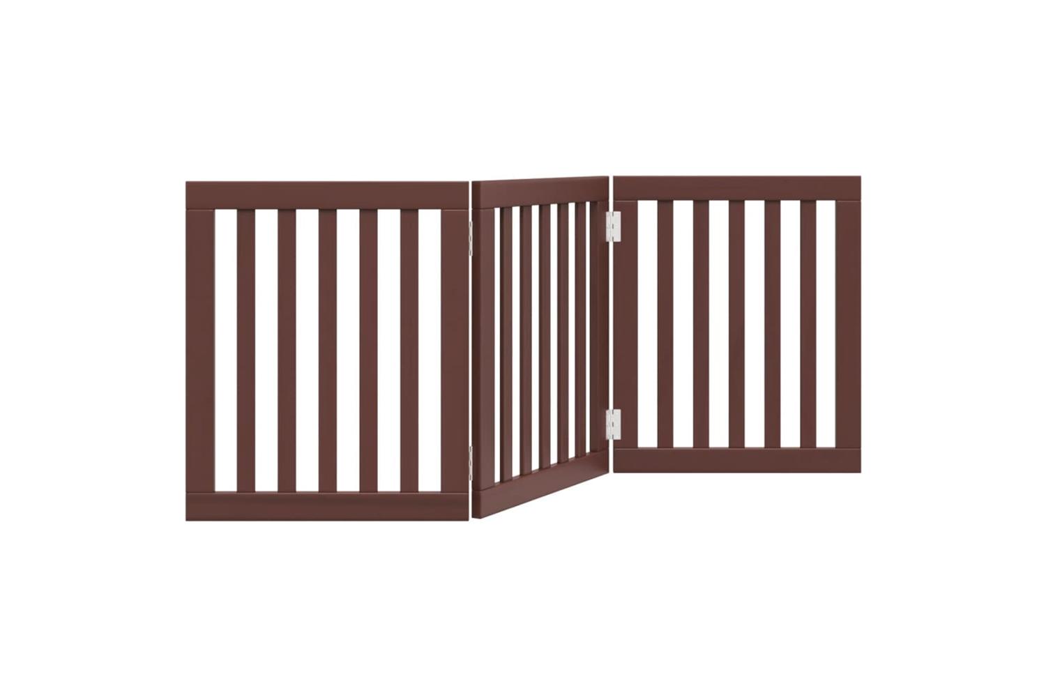Vidaxl Dog Gate Foldable 3 Panels Brown 150 Cm Poplar Wood-2