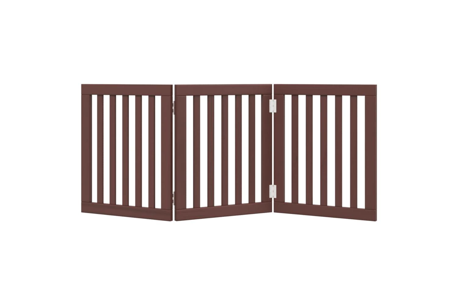Vidaxl Dog Gate Foldable 3 Panels Brown 150 Cm Poplar Wood-4