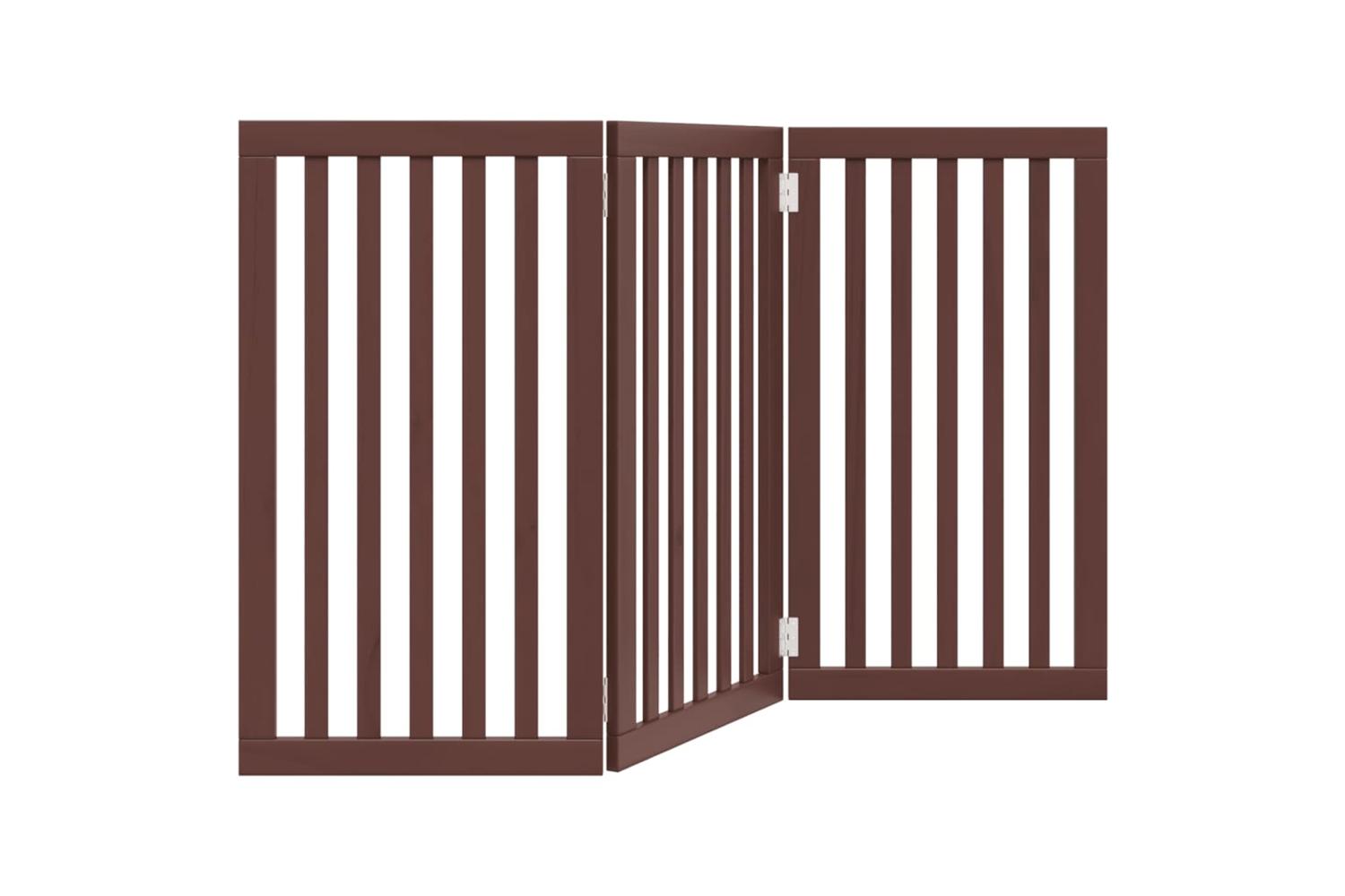 Vidaxl Dog Gate Foldable 3 Panels Brown 150 Cm Poplar Wood-2