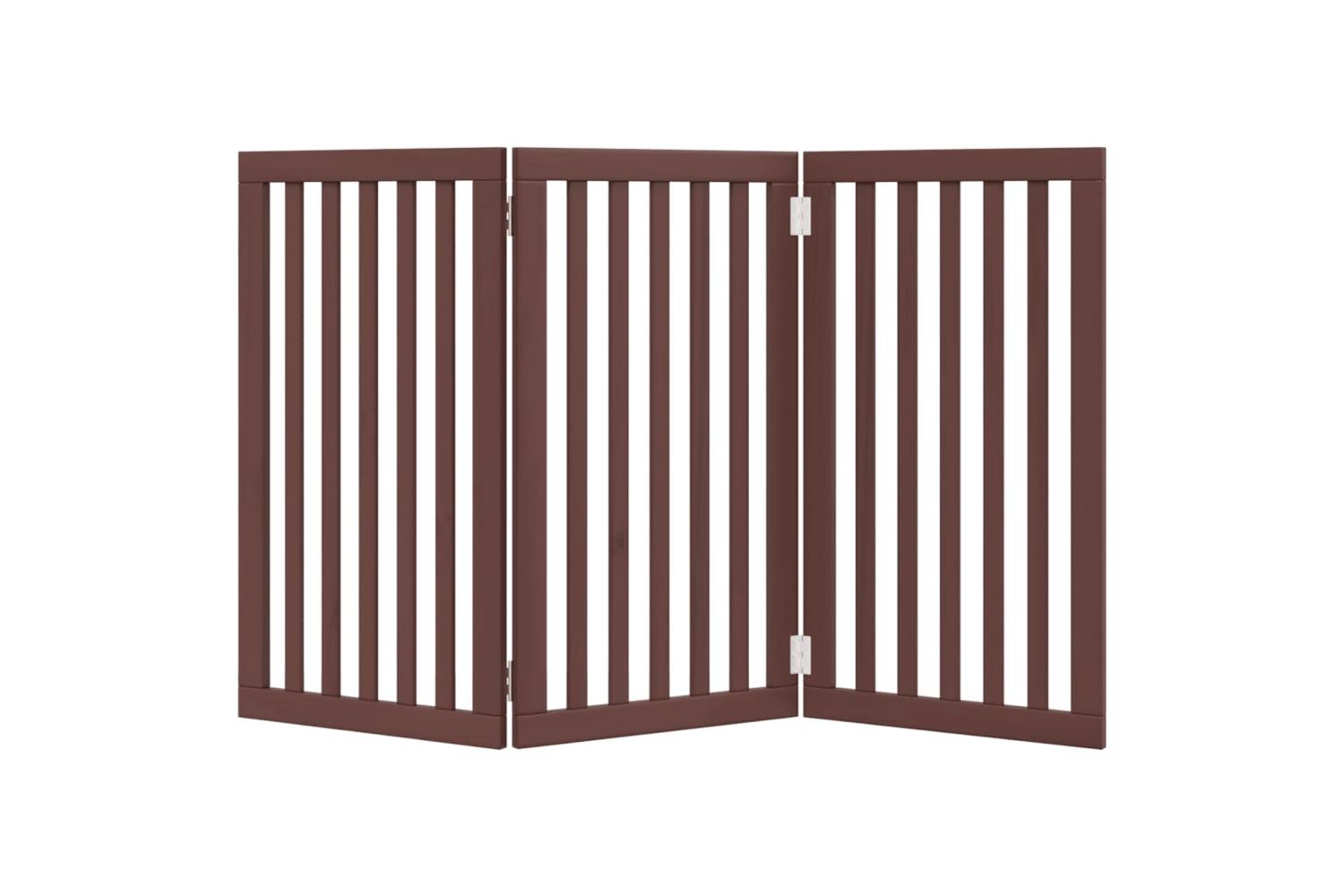 Vidaxl Dog Gate Foldable 3 Panels Brown 150 Cm Poplar Wood-4