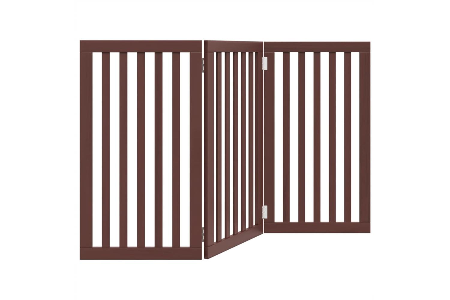 Vidaxl Dog Gate Foldable 3 Panels Brown 150 Cm Poplar Wood-6