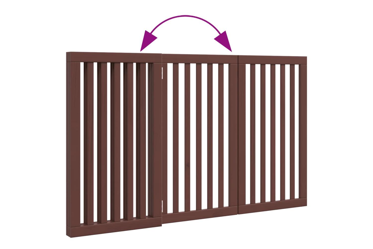 Vidaxl Dog Gate Foldable 3 Panels Brown 150 Cm Poplar Wood-7