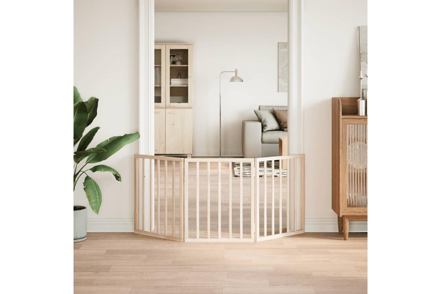 Vidaxl Dog Gate Foldable 3 Panels 150 Cm Poplar Wood-3